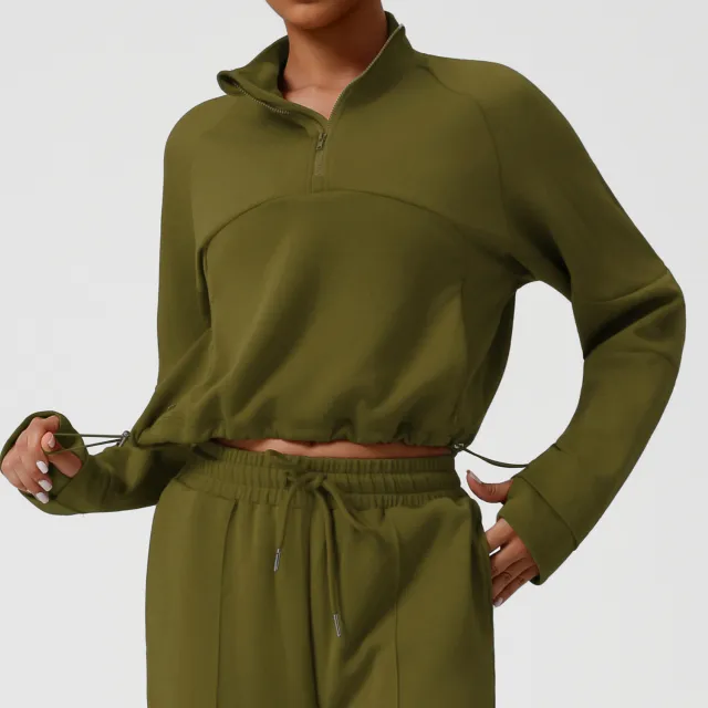 Thickening Exercise Fashion Casual Sweater Women Olive Green - Shop at LoveMi