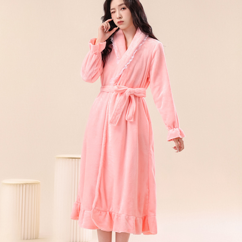 Style Flannel Thick Warm Bathrobe