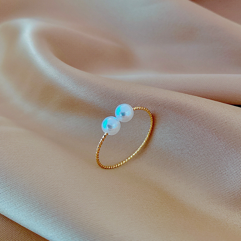 Design Ins Style Simple Retro Open-end Pearl Adjustable Ring