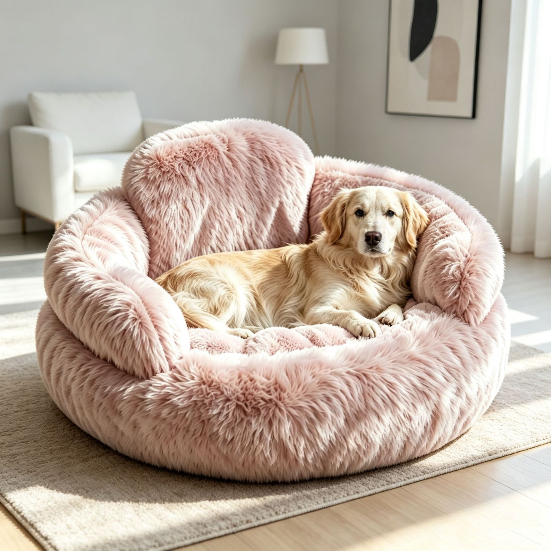 Plush Round Pet Bed Dog Bed Winter Dog Mat Brown 60CM