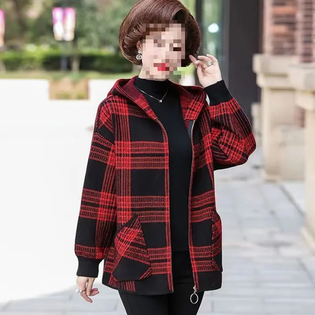 Autumn And Winter Plus Size Plaid Coat Red - Shop at LoveMi