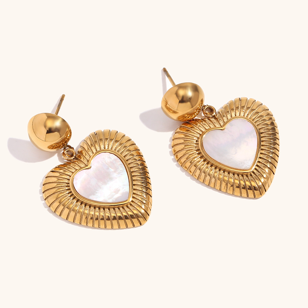 Retro Stainless Steel Gold Shell Light Earrings For Women
