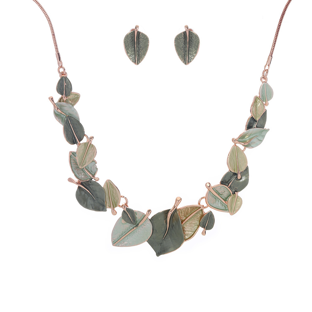 Leaf Necklace and Earrings Set