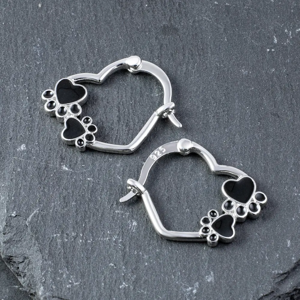 925 Silver Simple Earrings Cat's Paw Dripping Animal Series