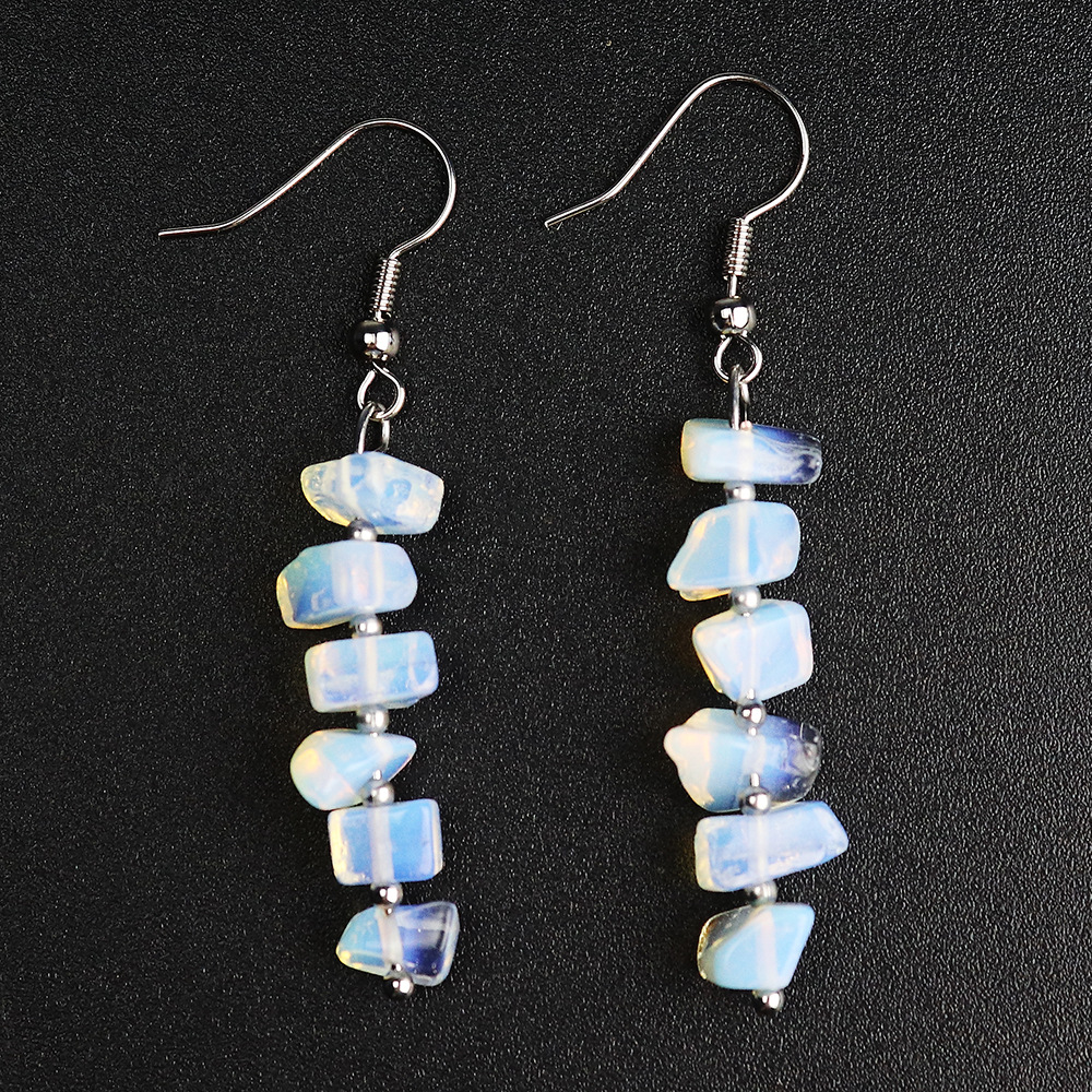 Womens Simple And Versatile Stone Design Amethyst Chip Earrings