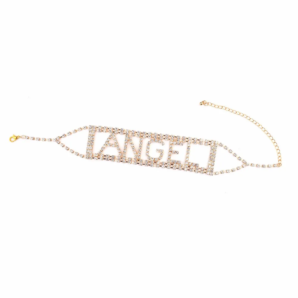 Title 5, Hollow letter full diamond necklace ANGEL