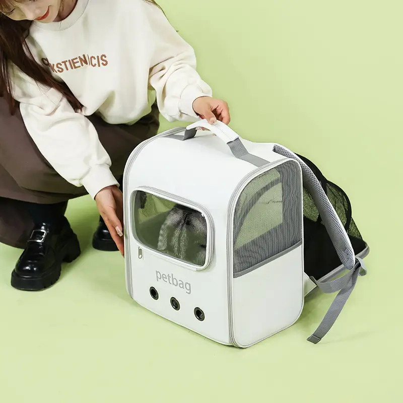 Large Capacity Portable Cat Backpack Expandable With Transparent Window