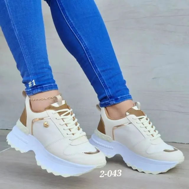 Women's Fashion Heel Lifed Sneakers Apricot - Shop at LoveMi