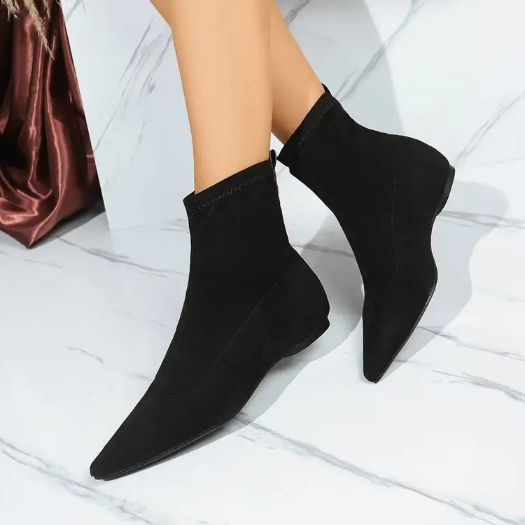New Womens Minimalist Matte Suede Ankle Boots
