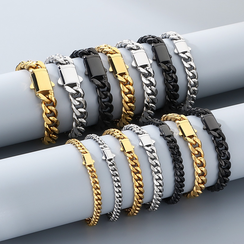 Fashionable And Minimalist Round-polished Cuban-link Bracelet For Men And Women