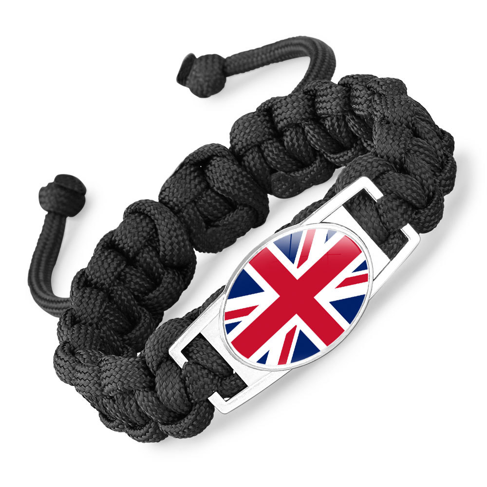 Flag-pattern Woven Adjustable Paracord Bracelet