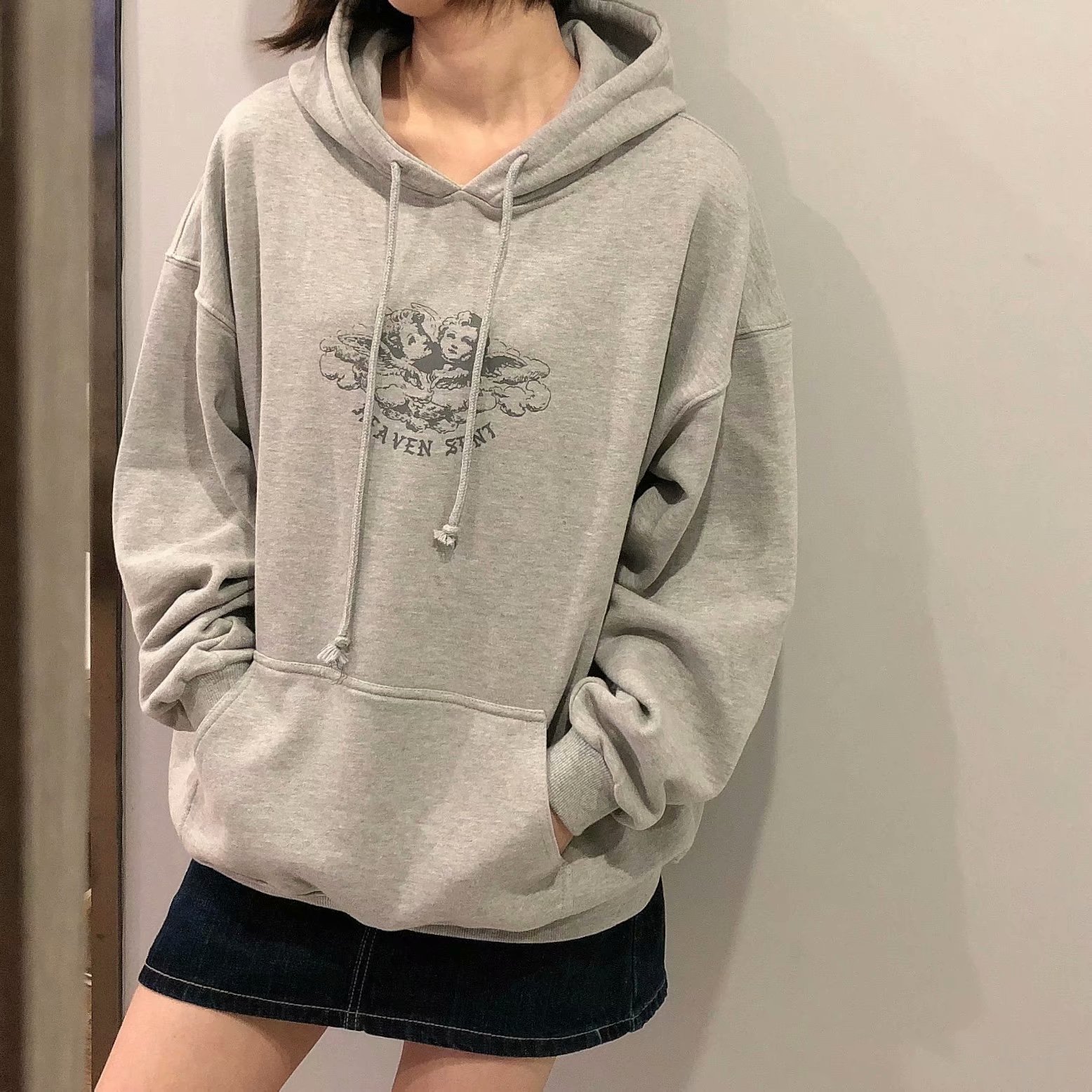 Title 3, Autumn And Winter New Angel Loose Hooded Thin V...