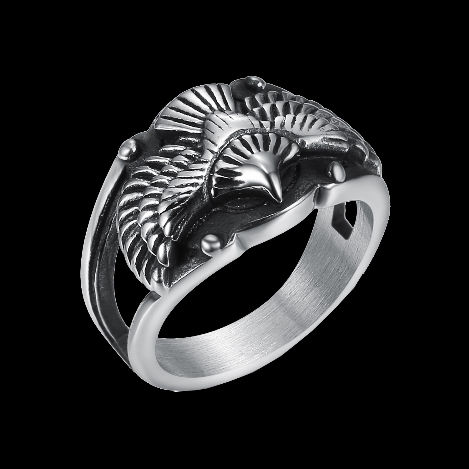 Retro Flying Eagle Stainless Steel Wing Ring