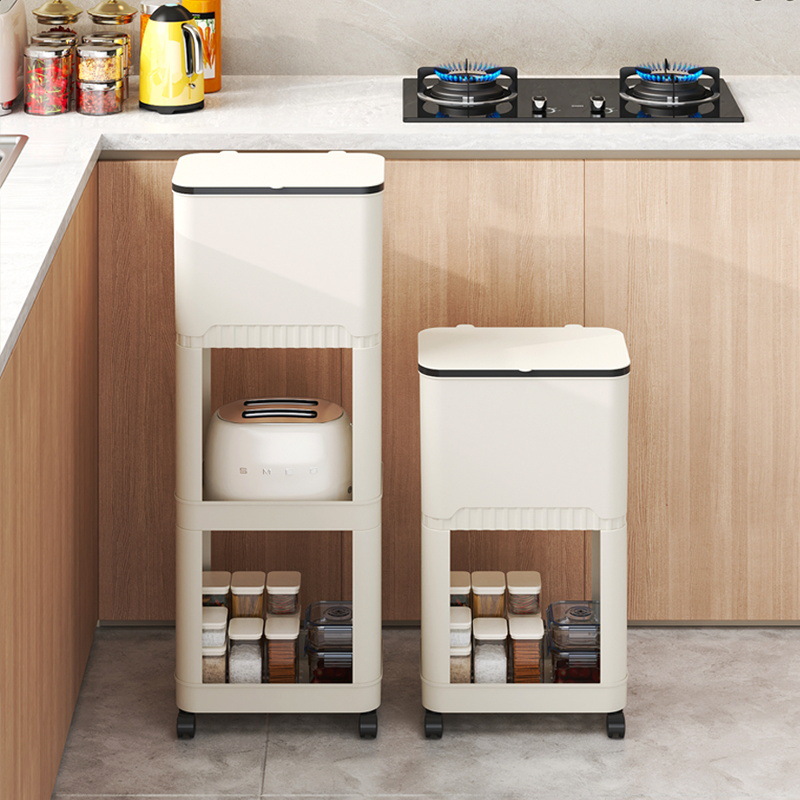 Kitchen Trash Can Rack, Multi-tiered With Lid, Hygienic Bin 10