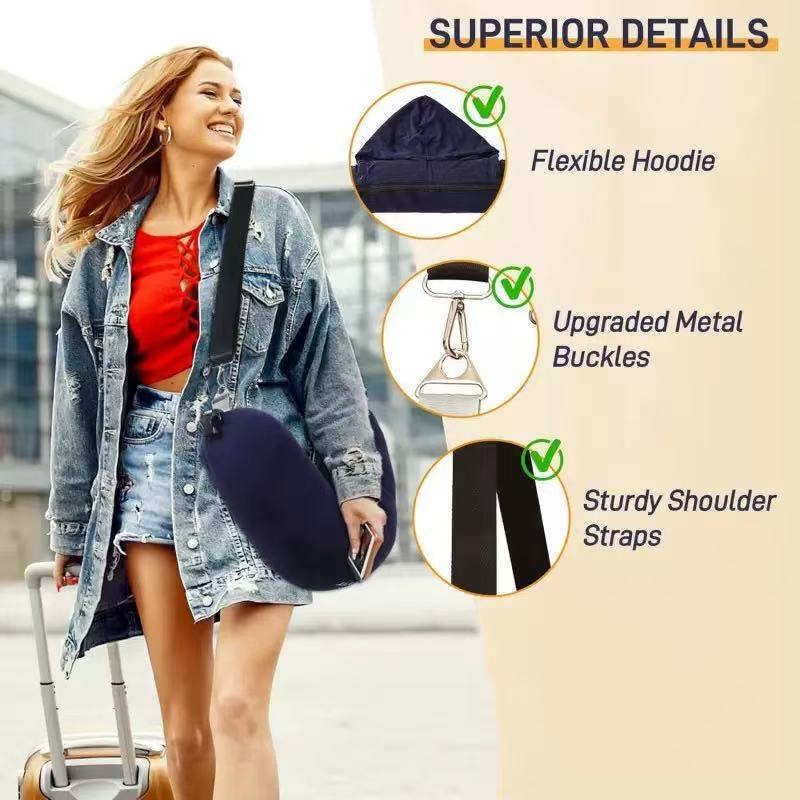 Portable U-shaped Pillow With A Hood