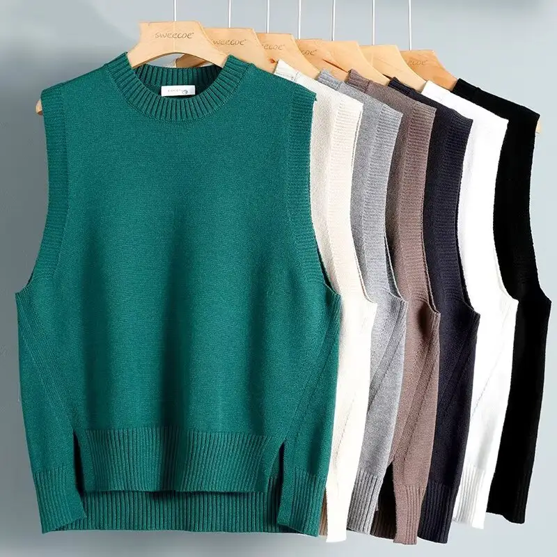 Mens Solid-Color Versatile Split Vest