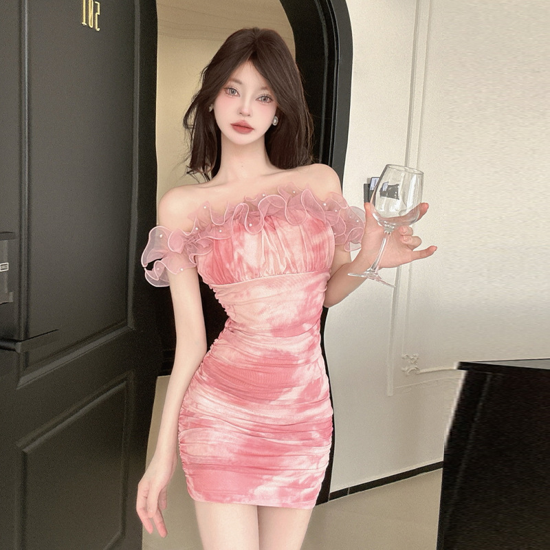 Mesh Print Floral Bustier Peplum Bodycon Dress Pink - Shop at LoveMi