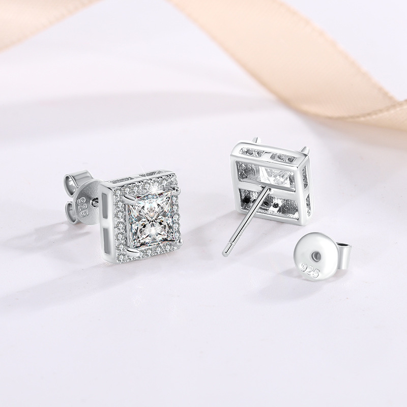 S925 Sterling Silver Earrings Moissanite Shaped