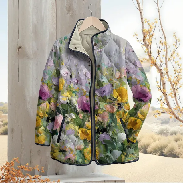 Womens Stylish Cotton padded Coat With A Fashionable Print 18 Style 2Xs - Shop at LoveMi