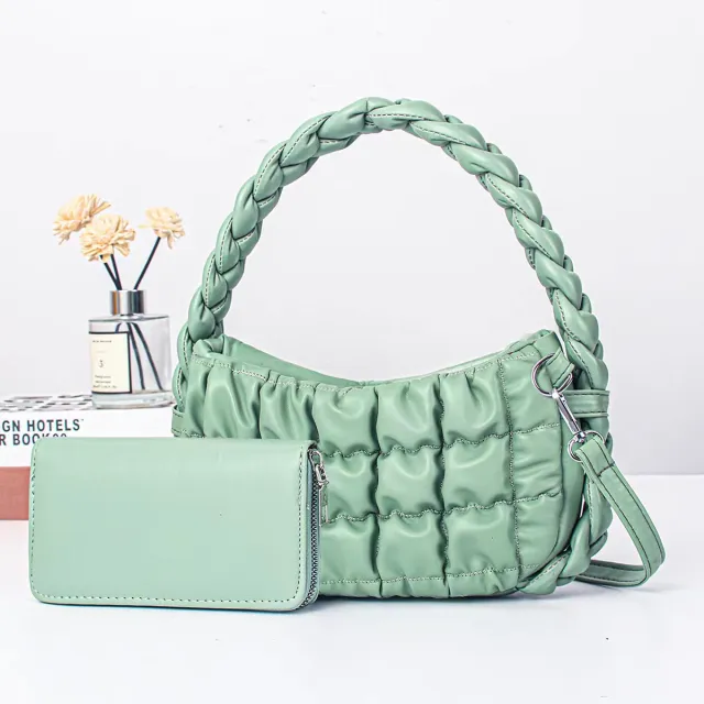 Soft Leather Bag Women's Crossbody Portable Cloud Bag Green - Shop at LoveMi