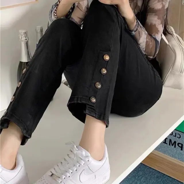 High Waist Slimming Retro Jeans For Women Black - Shop at LoveMi