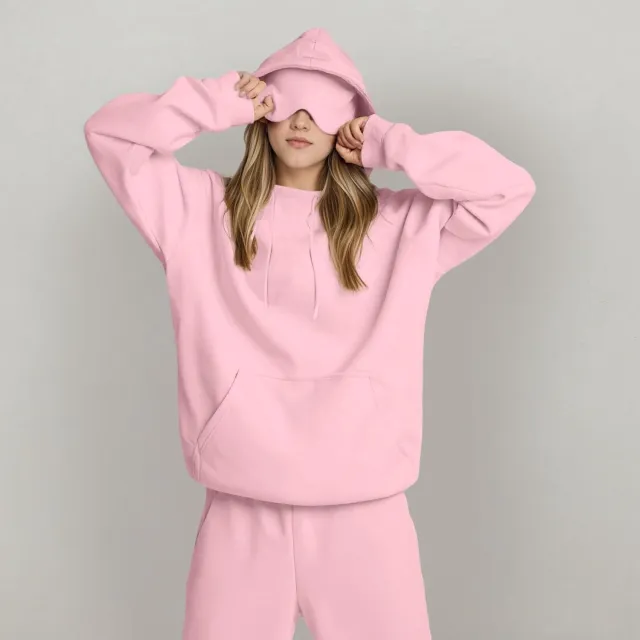 Women's Fashion Solid Color Hooded Top Pink - Shop at LoveMi