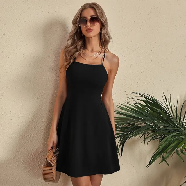 Fashionable Sexy Backless Strappy Versatile Dress Black - Shop at LoveMi