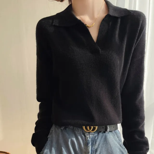 Knitted Leisure Gentle Soft Glutinous Sweater Black - Shop at LoveMi