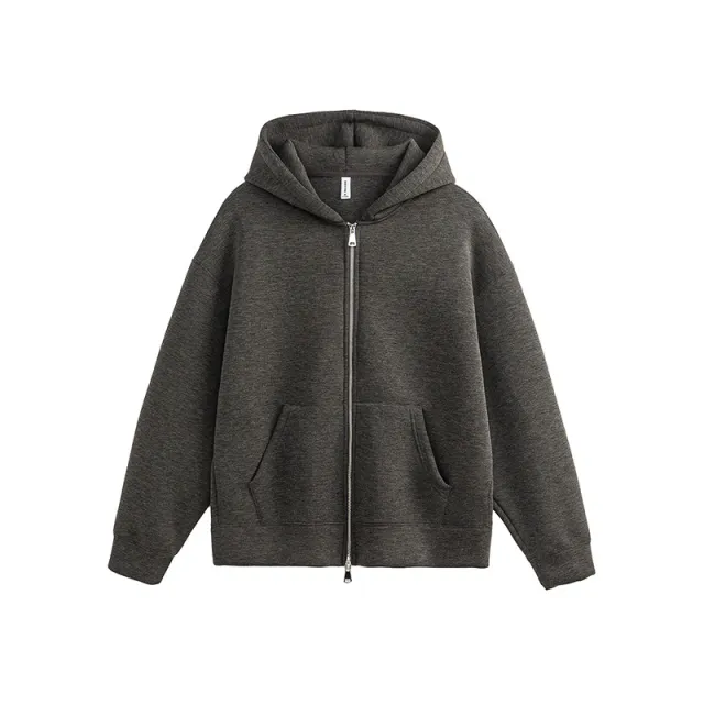 Air Layer Hooded Cardigan Sweater Same Style Dark Heather Gray - Shop at LoveMi