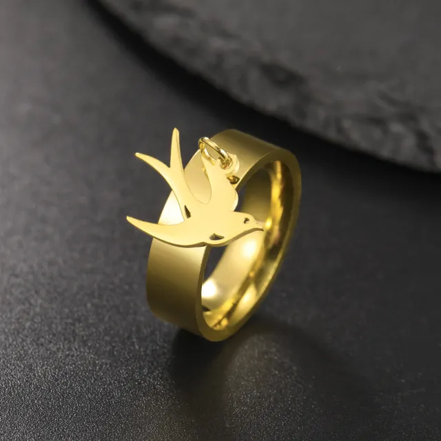 French Retro Court Style Stainless Steel Ring Gold - Shop at LoveMi