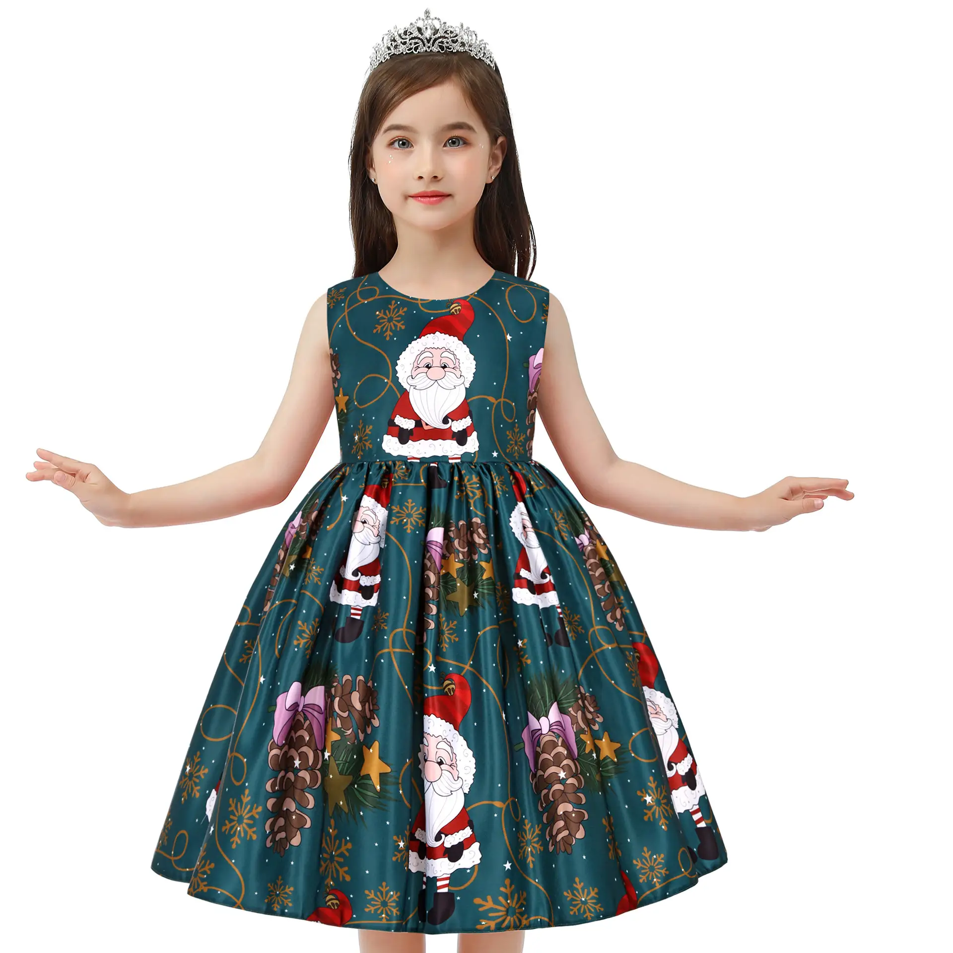 Girls' Cartoon Printed Bow Dress