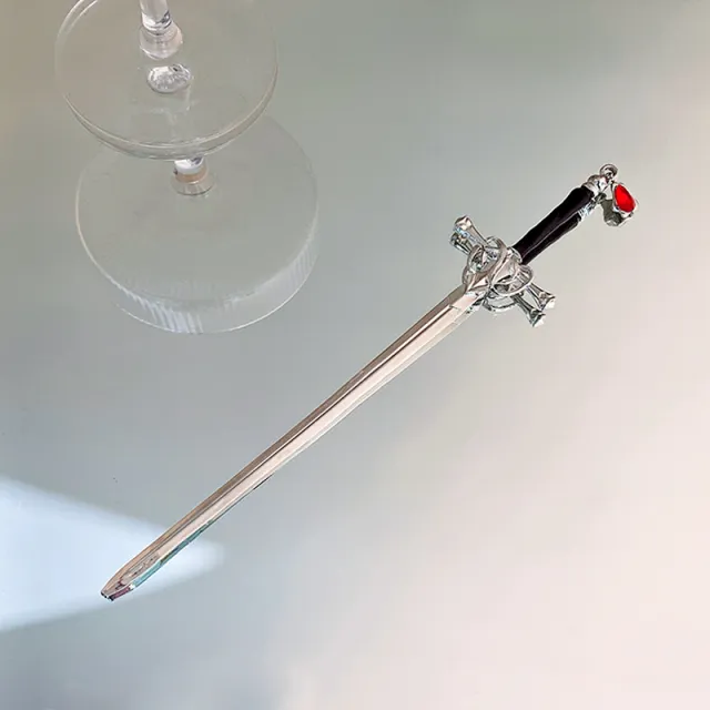 Ruby Pendant Sword Hairpin Simple Modern Headdress Internet Celebrity High end Back Head Updo Hair Accessories Silver Bearing Sword Hair Band - Shop at LoveMi