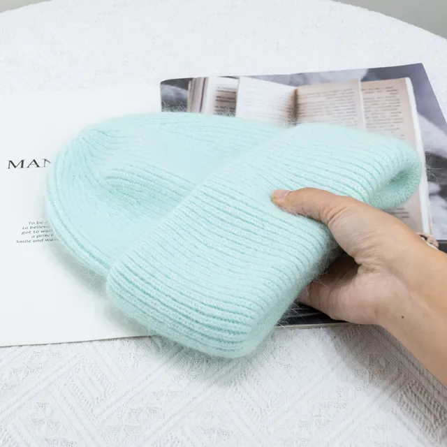 Women's Winter All matching Rabbit Fur Hat Light Green - Shop at LoveMi