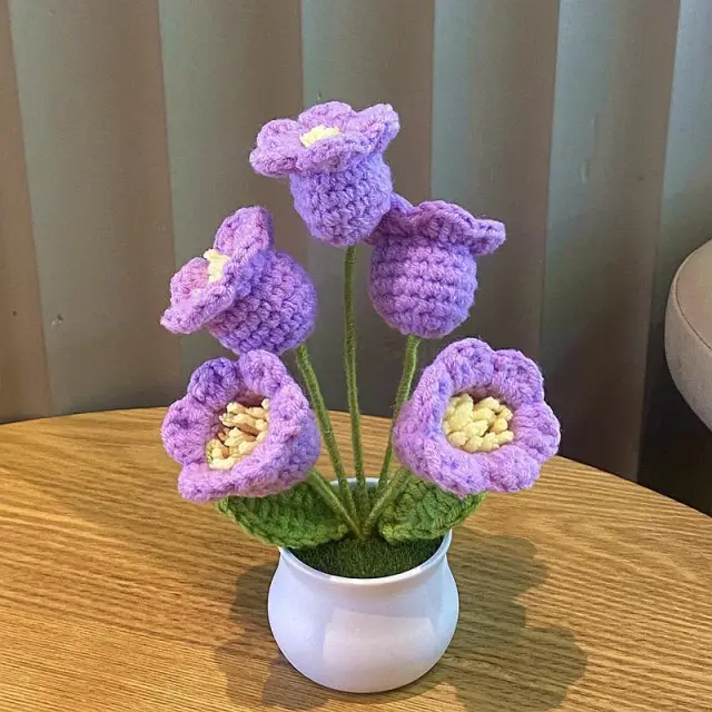 Finished Hand woven Linglan Potted Plants Blue Myosotis Sylvatica - Shop at LoveMi