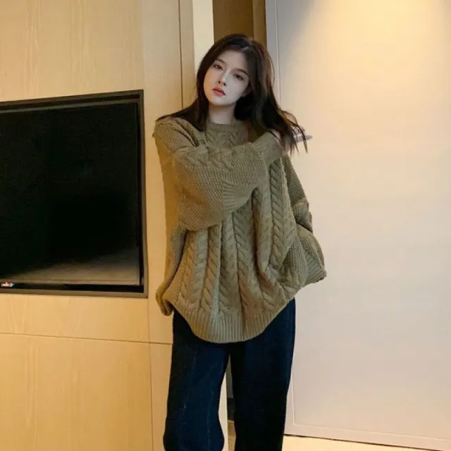 Loose Pullover Knitwear Bottoming Shirt For Women Khaki - Shop at LoveMi