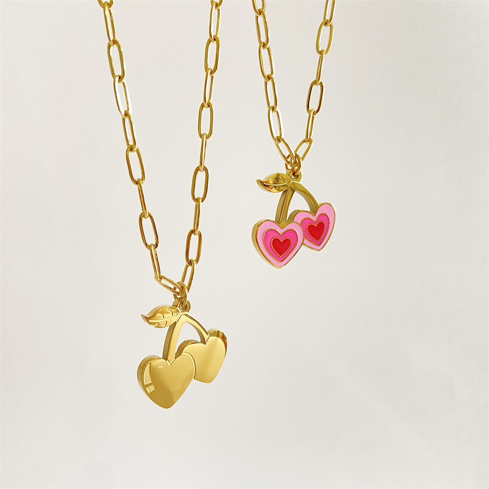 Summer Cherry Girl Pendant Necklace