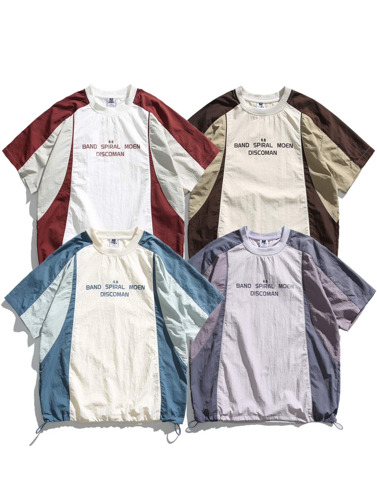 Outdoor Mountain-style Camping Functional Color-block Patchwork Short-sleeve Shirt
