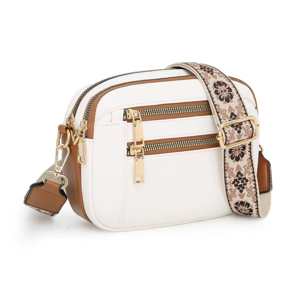 Ladies' Small Square Bag Two-tone Leather Crossbody Bag Large-capacity PU Crossbody Wallet Multi-functional For Women's Bag - Beige