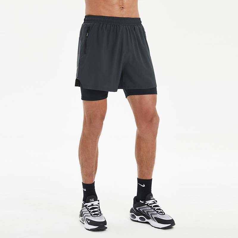 Summer Men's Sports Double-layer Shorts Running Fitness High Elastic