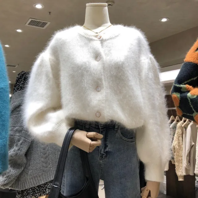Gentle And Beautiful All matching Loose Thick Mink Velvet Sweater Cardigan Coat Red - Shop at LoveMi