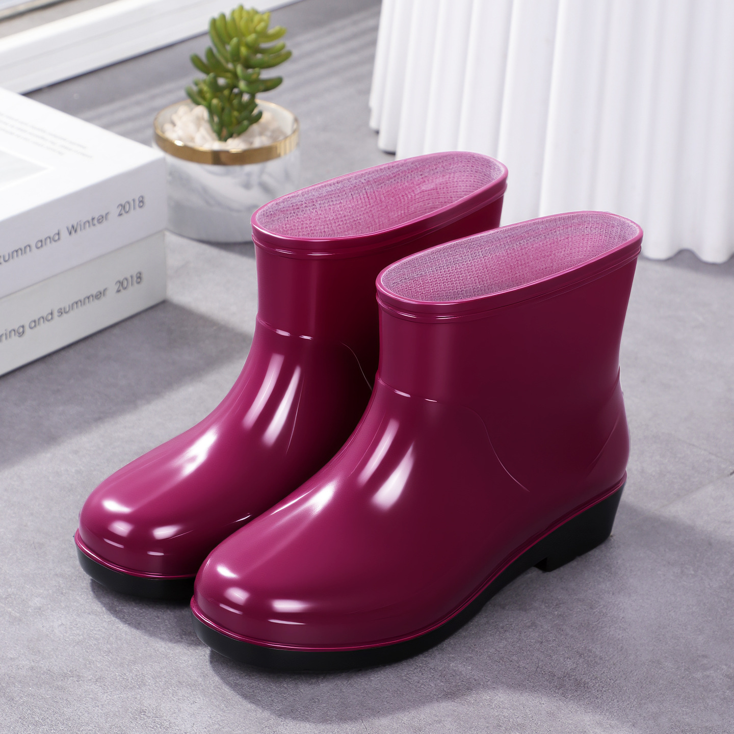 Fashionable Rain Boots For Women, Outdoor Wear Adult-sized Low-cut Waterproof 13
