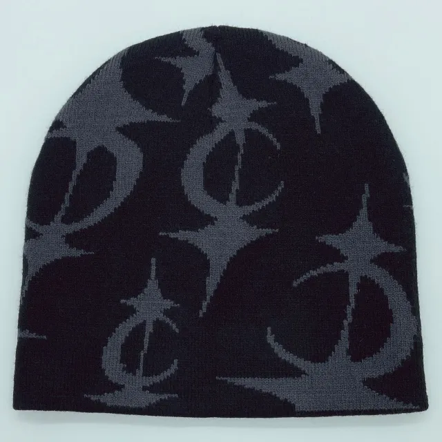 Five Pointed Star Men's And Women's Jacquard Knitted Hats Black And Gray - Shop at LoveMi