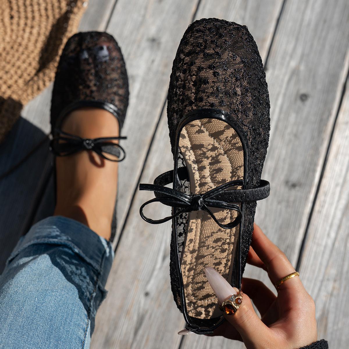 Womens Casual European And American-style Square-toe Flats