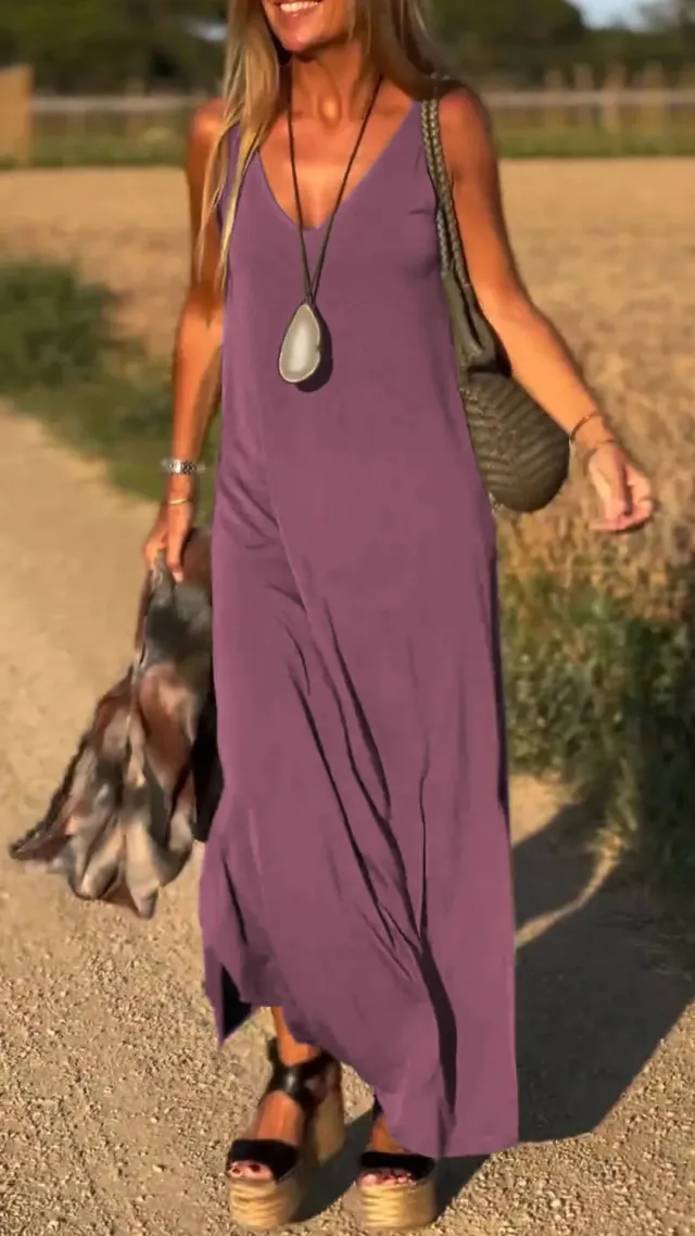 Female Sexy Trend V neck Strap Dress Purple Purple/Mauve - Shop at LoveMi