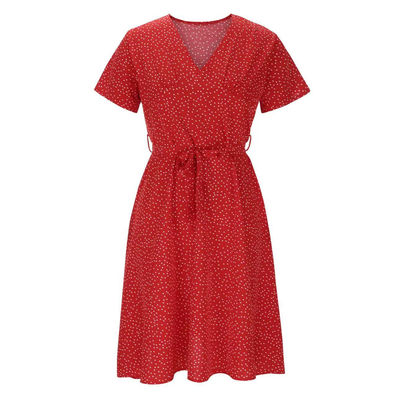 Womens Short-sleeve Chiffon Dress