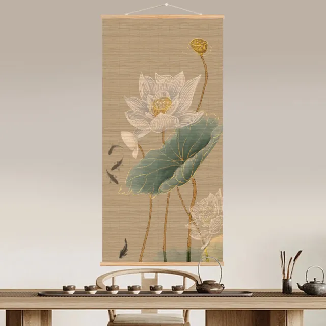 Living Room Entrance Tea Room Sofa Background Bamboo Curtain Scroll Painting Elegant 60X120Cm - Shop at LoveMi