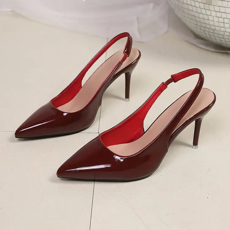 Pointed-toe Stiletto Closed-toe Patent Leather Womens High Heels