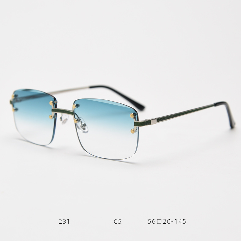 Frameless Square Rimless Sunglasses