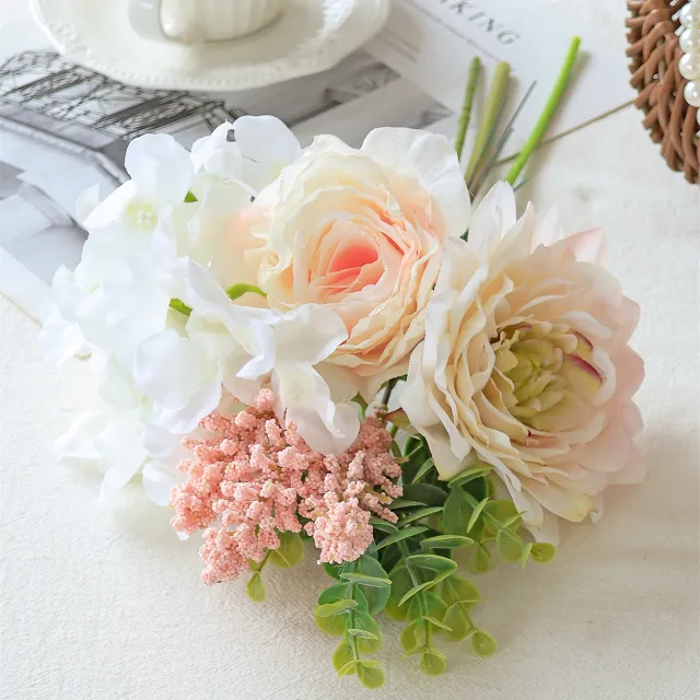 Rose Bouquet Living Room Home Decoration Artificial Rose Artificial Flower Marble Handle Bundle - Shop at LoveMi