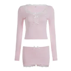 Slimming Street-style Two-piece Set For Casual Home Wear - Pink - View 1
